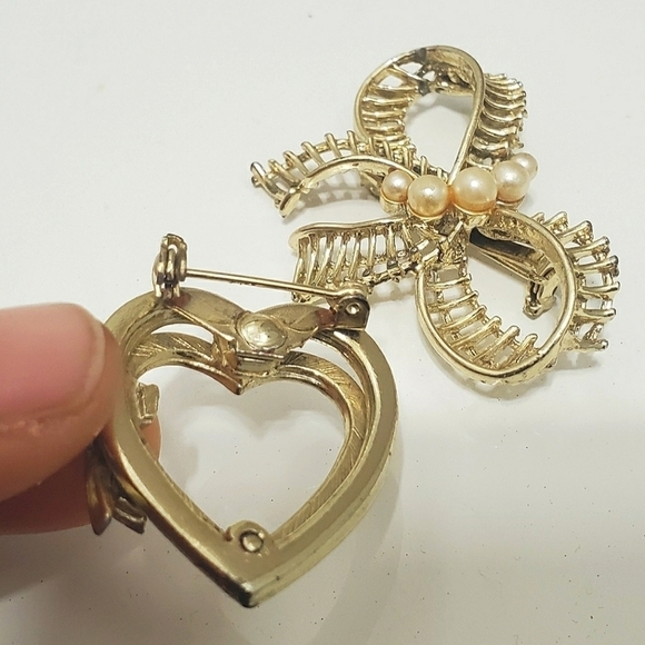 Impressive Solid Silver Heart Bow & Swag Marcasite set Brooch 🌴 - Picture 5 of 5